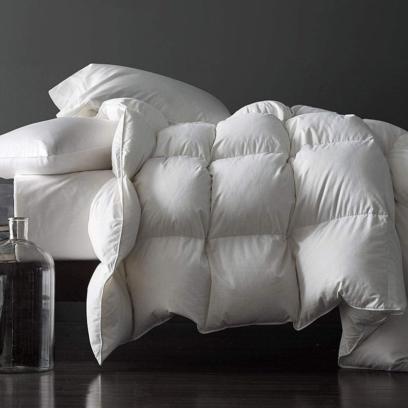 Royoliving Premium Feathers Down Duvet Insert Comforter Twin Size Heavyweight Thickened Winter White 100% Cotton Cover with Corner Tabs (68x90, 45 oz) - Image 1